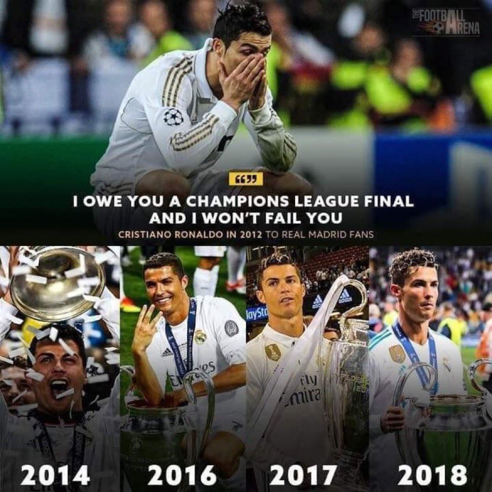 Il y a 12 ans aujourd'hui, Cristiano Ronaldo disait cette phrase après la défaite face au Bayern « Je vous dois une finale de Ligue des Champions, et je ne vous décevrai pas » La suite appartient à l'histoire ✨