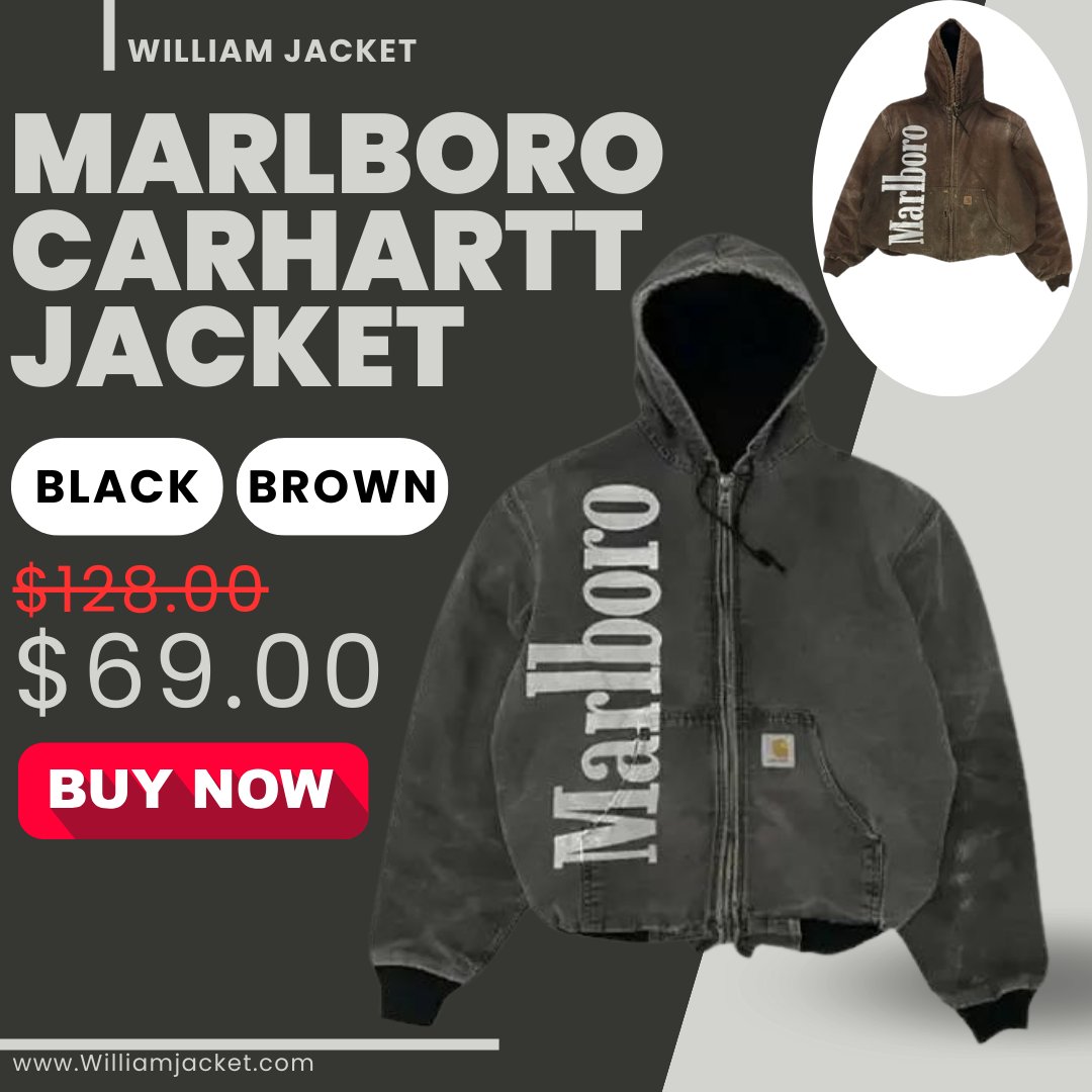 Get ready for anything in this Marlboro-inspired Carhartt jacket. 
Get Order Now!👇
tinyurl.com/wwdkkva2
#CarharttBuilt #FallStyle #WorkwearLife #DependableThreads