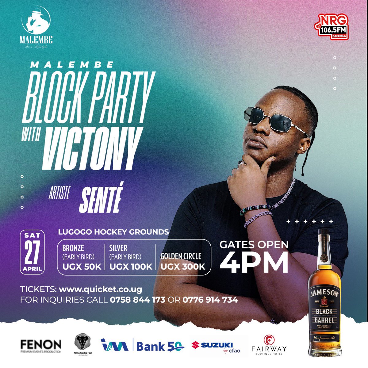 NEW ACTS on the BLOCK — SENTÉ

#VictonyBlockParty 🇺🇬✨

The Malembe Block Party featuring @vict0ny ✨
 
27/04 | Lugogo Hockey Grounds

In partnership with @NzouMedia @nrgradioug
 
Get your tickets now! (🔗 in bio)

~ #EnjoyResponsibly #MalembeLifestyle #ItsaLifestyle ✨