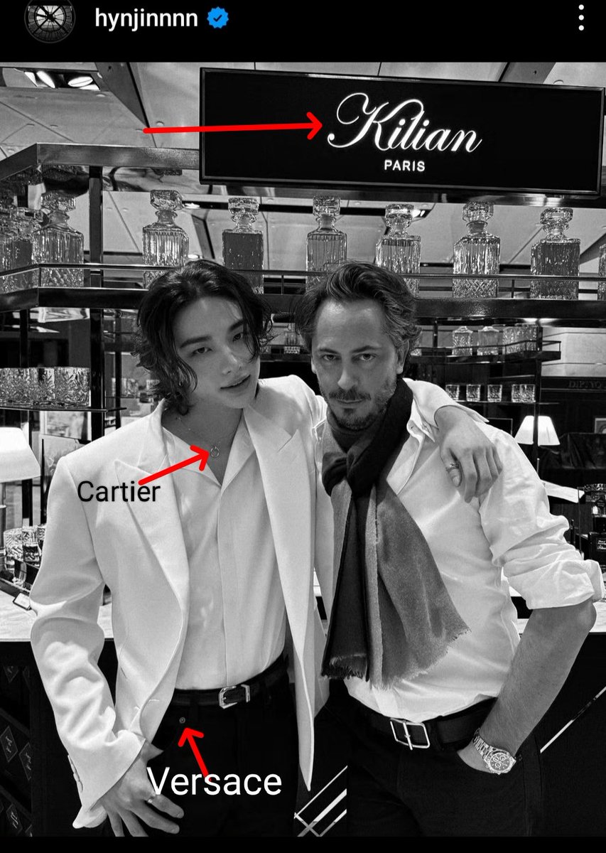 So you r telling me hyunjin wore both Cartier and Versace to attend the kilian store. I mean yeah he is the ambassador of Versace and jst did his photoshoot with Cartier and Kilian. 😌