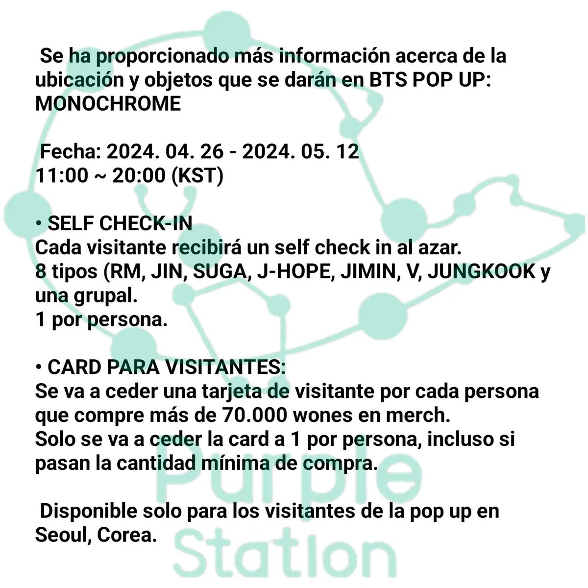 PurpleStationMX's tweet photo. Se ha proporcionado más información acerca de la ubicación y objetos que se darán en BTS POP UP: MONOCHROME.
https://t.co/fQ5x8AzaBh
#BTS #BTSARMY #RM #Tae #suga #Jimi #Hjope #JUNGKOOk #Jin #방탄소년단 #아미 #Borahae #IPURPLEYOU #PurpleStation #PurpleStationMX https://t.co/JtD2zkdWyb