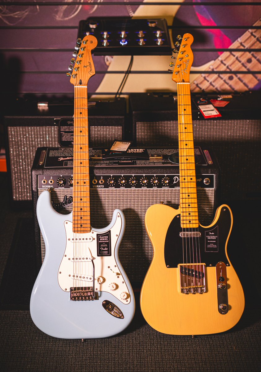 LETS PLAY: 🎸Strat or Tele?🎸 Let's face it, when it comes to iconic guitar duos- there is very little competition for this pair! 😍 @Fender