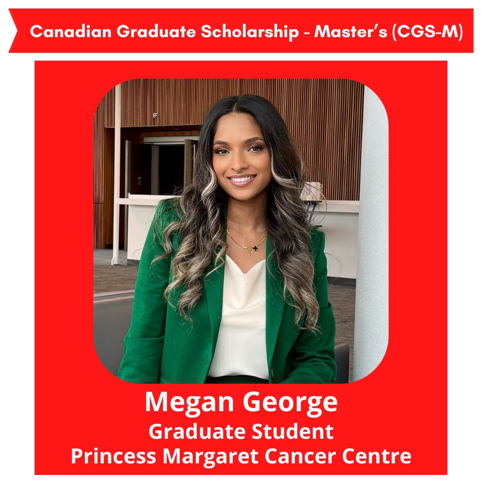 Congrats to <a href="/MeganGeorg3/">Megan George</a> for receiving the Canadian Graduate Scholarship-Master's!
Megan is a grad student working with Dr. Rodin at the <a href="/pmcancercentre/">Princess Margaret Cancer Centre</a>. She's investigating an approach to delivering psychotherapeutic intervention known as Managing Cancer And Living Meaningfully.