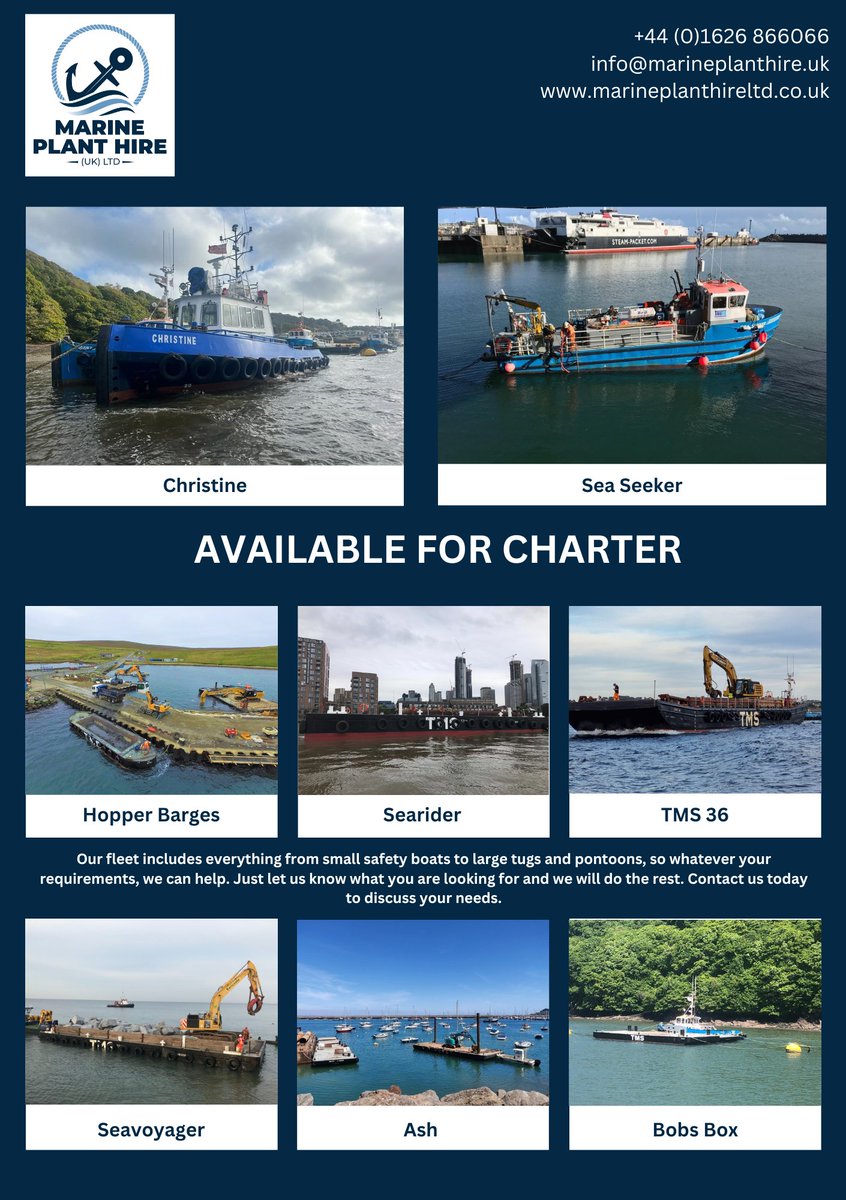 #Availableforcharter #marineplanthire #bargehire #bargecharter #workboathire #workboatcharter
marineplanthireltd.co.uk
