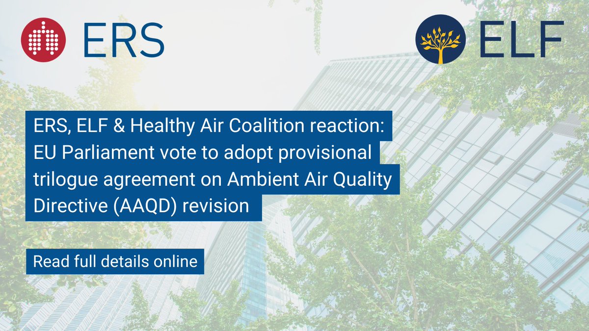 🌍 Experts including ERS Environment & Health Committee Chair @zoranajova have reacted to the milestone EU Parliament vote to adopt the provisional agreement on the #AAQD’s revision. 💡 Learn more about this 'huge step forward' for European lung health: bit.ly/49QKHAM