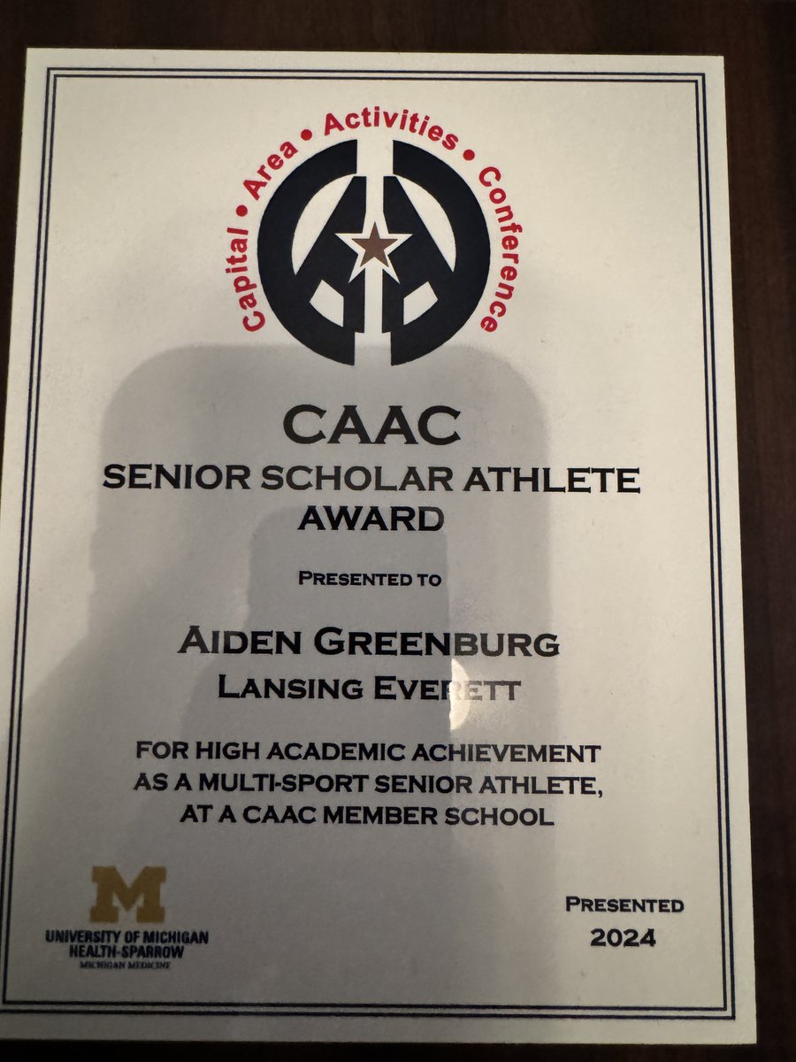 I am glad to be selected for the CAAC Senior Scholar Athlete Award. Thanks to all the coaches who have pushed me to the point that I'm at today!
