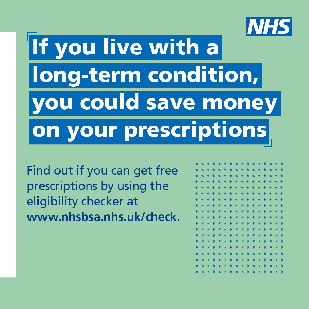 Patients with long term conditions could save money on their prescriptions. If you are on a low income, you could be entitled to free prescriptions. nhsbsa.nhs.uk/check-if-youre…