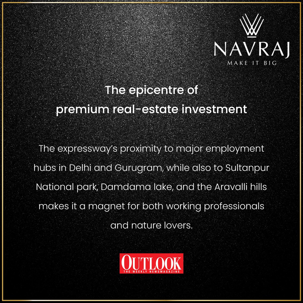 Dwarka Expressway is the epicenter of premium real estate with its strategic location proving to be highly lucrative for both investors and homebuyers. 

#dwarkaexpressway #investormagnet #property #luxuryliving #investors #gurugram #elevateliving #opulence #navraj #NavrajGroup