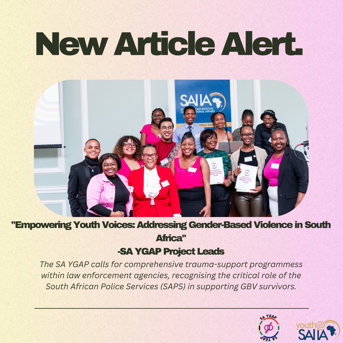 Dive into this insightful article, highlighting the innovative SA YGAP . Striving for gender-inclusive spaces and united efforts to combat GBV, focusing on sustainable, affordable, and widely accessible solutions (#SAWA). #YOUthAreLeading #EndGBV saiia.org.za/research/empow…