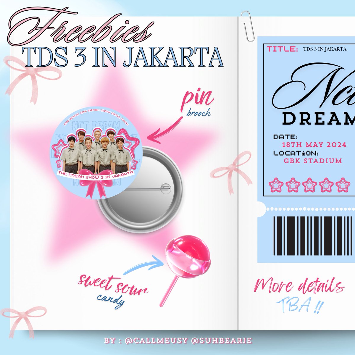 callmeusy's tweet photo. ──★⋆˚࿔  FREEBIES ˚⋆ 🎀
 :¨ ·.· ¨:
`· .TDS 3 IN JAKARTA🩵

by @callmeusy x @SuhBearie
#THEDREAMSHOW3_IN_JAKARTA
#NCTDREAM

📅 18th May 2024
🕑 TBA
📍 GBK (details TBA)

🪩Rules🪩
☑️ RT &amp; LIKE THIS TWEET
☑️ Greet &amp; call my name😬
☑️ First come first get
☑️ No booked!

See you! https://t.co/avMnNe3QPJ