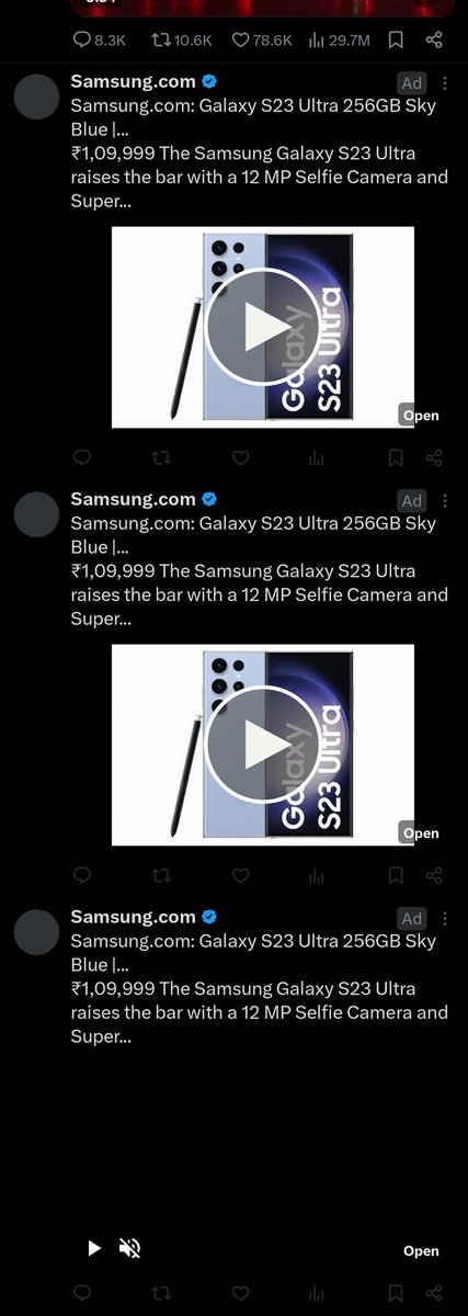 SuryakantSoni94's tweet image. Hi @X @XCorpIndia @elonmusk, what sense does it make to show three ads back to back in feed, and all three of them are the same!! #Ads #twitterforandroid #adrevenue #x #android #Tesla #Samsung @SamsungMobile @SamsungIndia @Mrwhosetheboss @MKBHD @dhruv_rathee @geekyranjit #apps