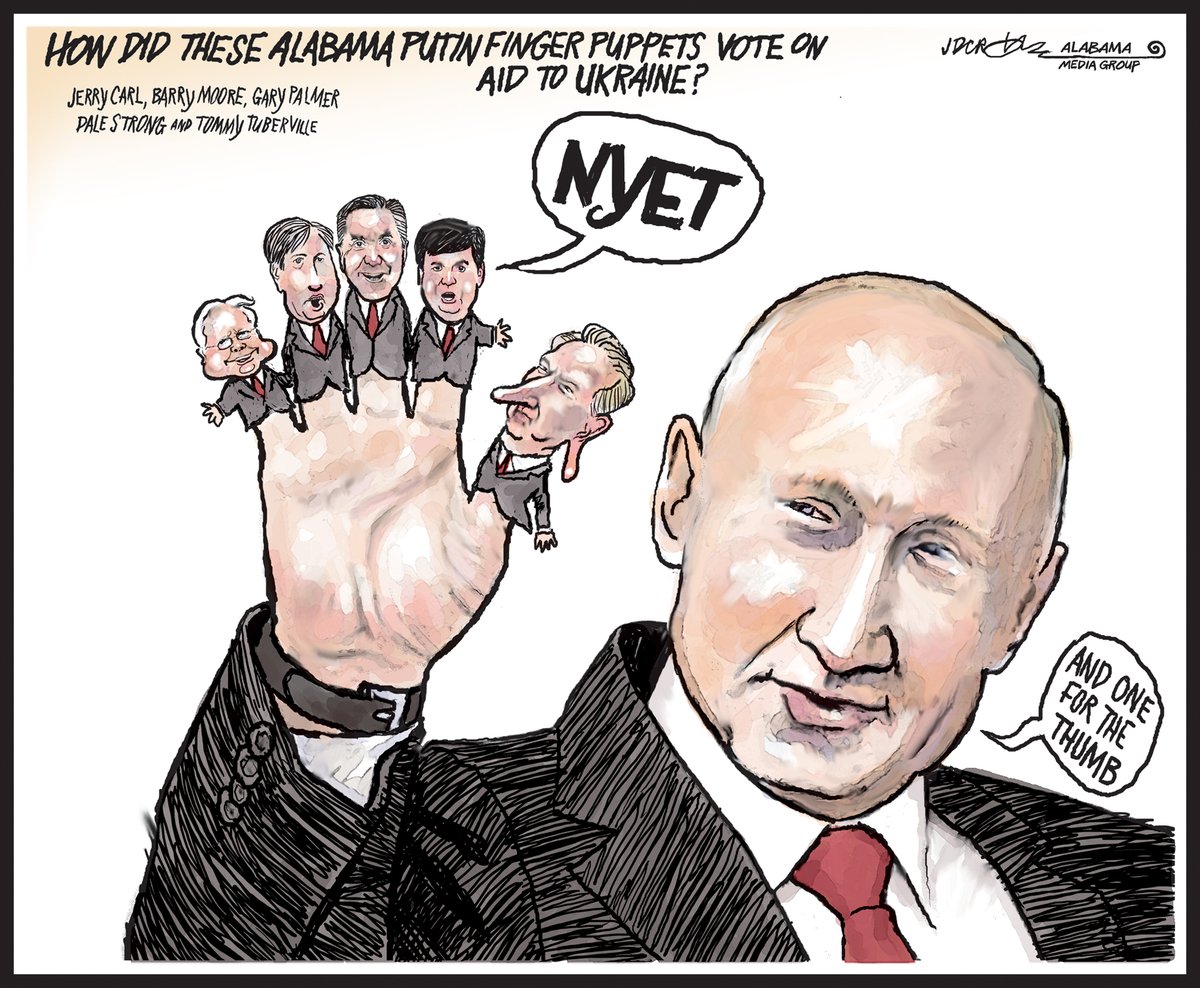 How these Alabama Putin finger puppets voted on aid for Ukraine al.com/news/2024/04/o… #alpolitics #fearthethumb #oneforthethumb