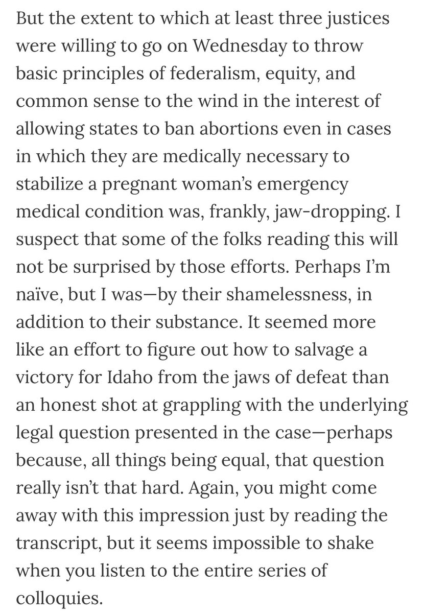 In today’s bonus issue of “One First” (for paid subscribers), I have some … thoughts … about yesterday’s #SCOTUS argument in the Idaho/EMTALA emergency abortion case—and why you should not just *read* about it, but *listen* to it: