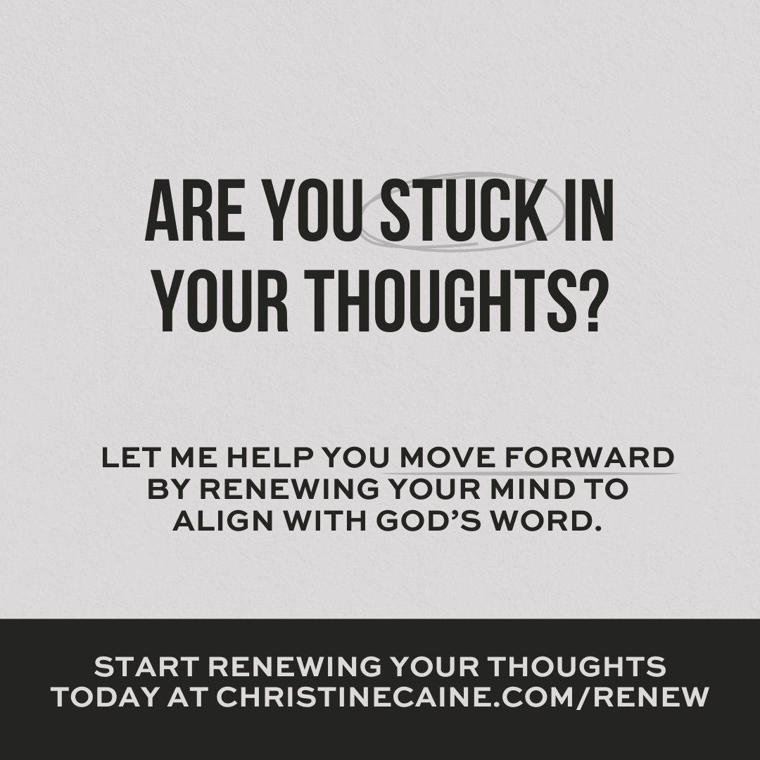 A few years ago, I focused on renewing my mind so my thinking was in alignment with the truth of the Word of God and not my own feelings or ideas. 💛 I want to help you renew your mind. Start today with my free Scripture guide at christinecaine.com/renew