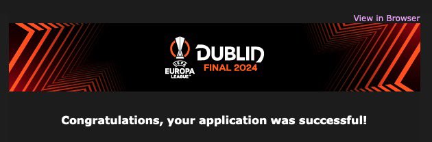 🎟️ EuropaLeague final ticket 🏆 
The draw has been made ✅ 
The emails are starting to arrive to find out if you have been drawn 📩
 #UEL #UELFinal #UEFA #tickets #UCL