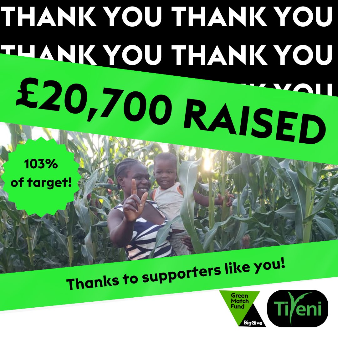Exciting news! Thanks to amazing supporters like YOU, we raised £20,700 from our @BigGive campaign to help Tiyeni go national and bring Deep Bed Farming to smallholder farmers across Malawi. A heartfelt thanks to all of our wonderful supporters. #BigGive #GreenMatchFund #Malawi