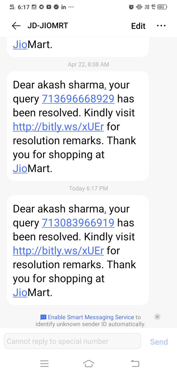 Without no conversation my complaint closed no phone call no contact only resolved.very good  cheat  #jiomartfraud #ambanifamily2047rupessrich