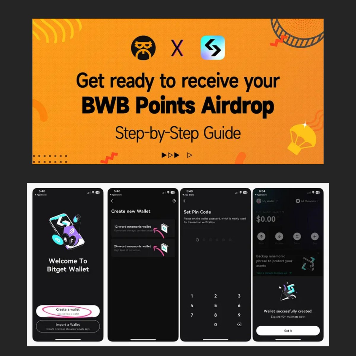 Update on #BWBPoints Airdrop on #SatoshiApp: Users that participated in the 200k #BitgetWallet Airdrop on Satoshi App, ensure your Bitget Wallêt is set up correctly to receive them. Submission Timeline: 29th — 30th April 2024. Guideline: satoshiappxyz.medium.com/step-by-step-g… #Crypto