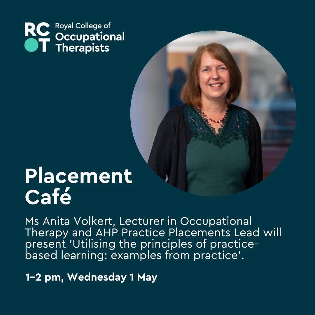 Do you support placements for pre-registration learners? 🤔 Come along to our next Placement Café 1–2 pm, Wednesday 1 May. We'll hear from Ms Anita Volkert about 'Utilising the principles of practice-based learning: examples from practice'. Learn more: loom.ly/oISnxW0