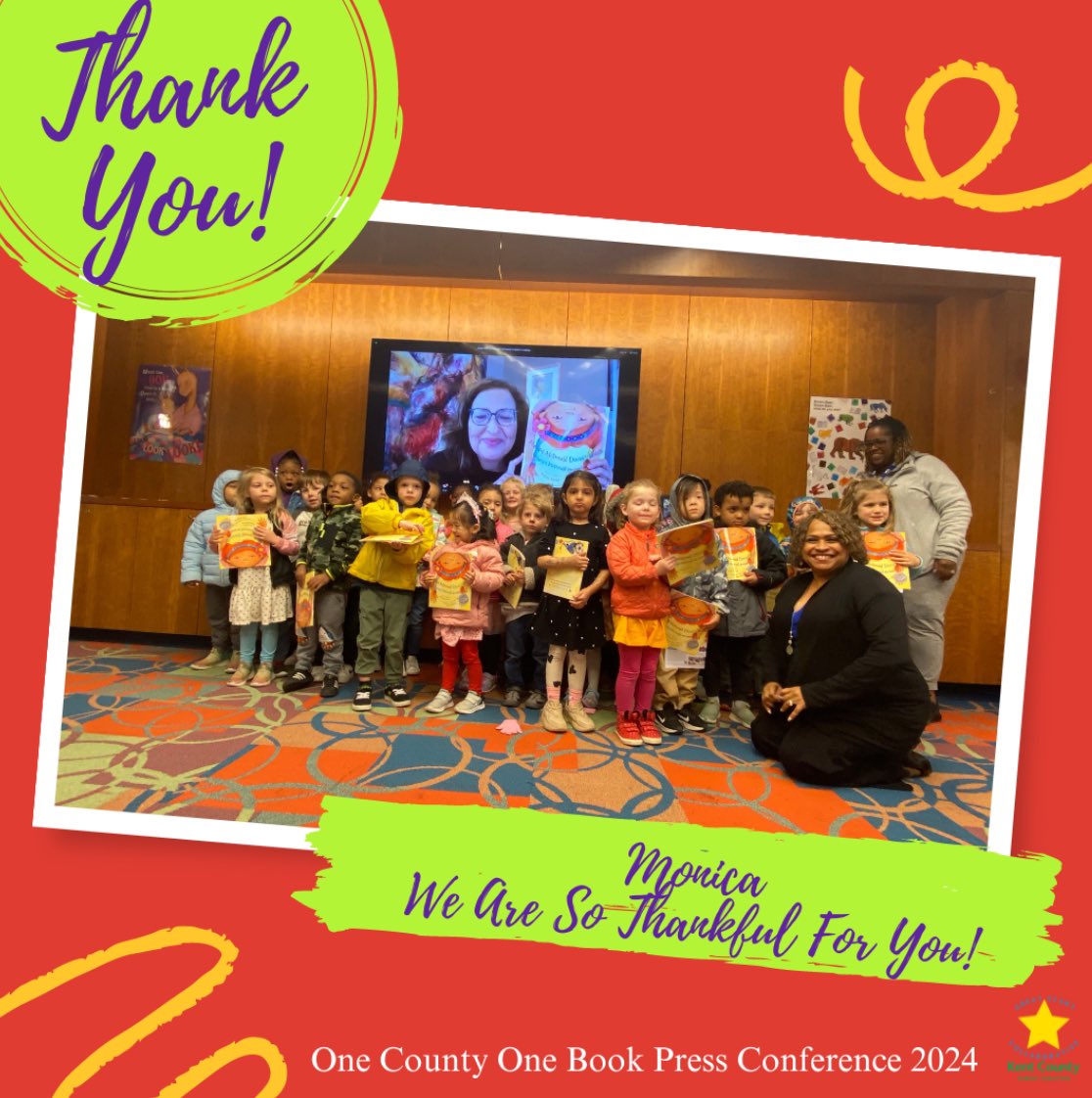 So delighted to participate in the press conference and launch of Kent County, Michigan’s One County, One Book! 10,000 children will receive copies of Marisol McDonald Doesn’t Match/no combina! @LEEandLOW @FullCircleLit wzzm13.com/article/news/c…