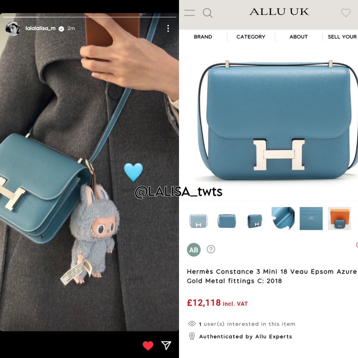 📑 LISA is wearing a Hermes bag worth ฿560,730 in her recent Instagram story. 🤑 #LALISA #LISA #리사 @wearelloud