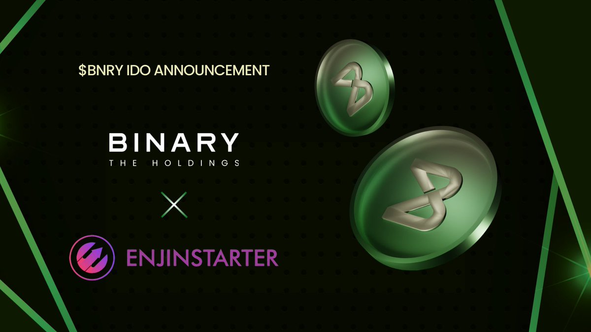 . @enjinstarter ╳ @thebinaryhldgs 🚀 Our IDO with @enjinstarter launchpad goes live tomorrow at 1 pm UTC! ⏰ Seize this opportunity to secure $BNRY tokens if you missed our presale! 💰 🌐 Click here to find out how you can join: launchpad.enjinstarter.com/projects/e92ec… #IDO #Enjinstarter…