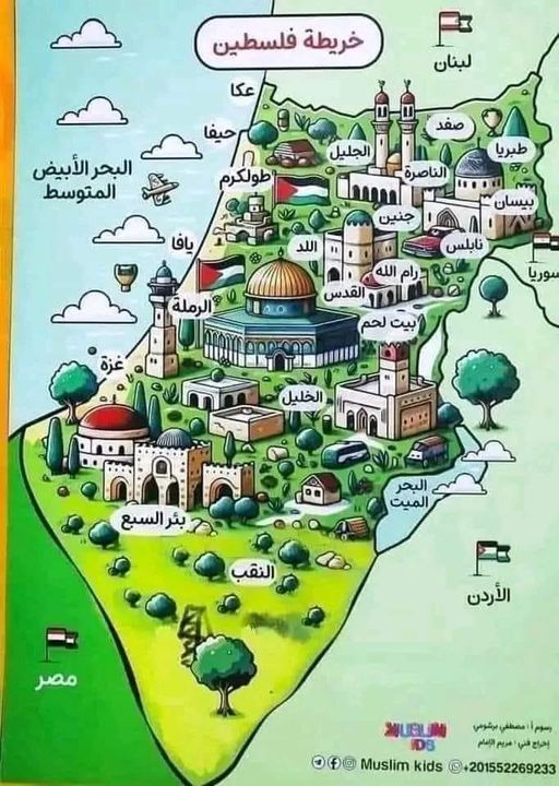 صورة فلسطين بأسماء مدنها بالعربية