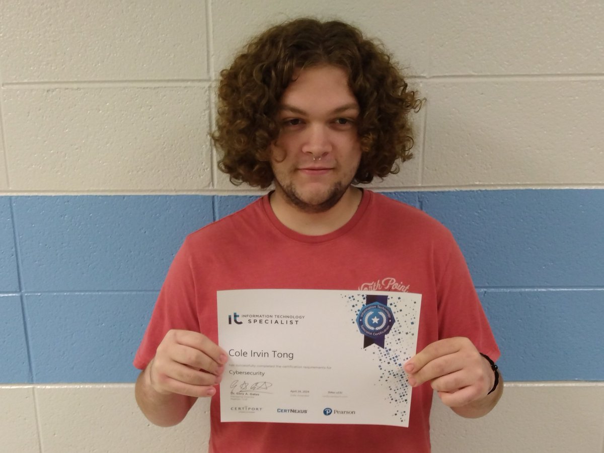 Congratulations to Mary G. Montgomery HS student Cole Tong for earning his IT Specialist - Cybersecurity certification. Cole will be pursuing a degree in Computer Science at the University of South Alabama in the Fall.
<a href="/MGM_Vikings/">MGM High School</a>