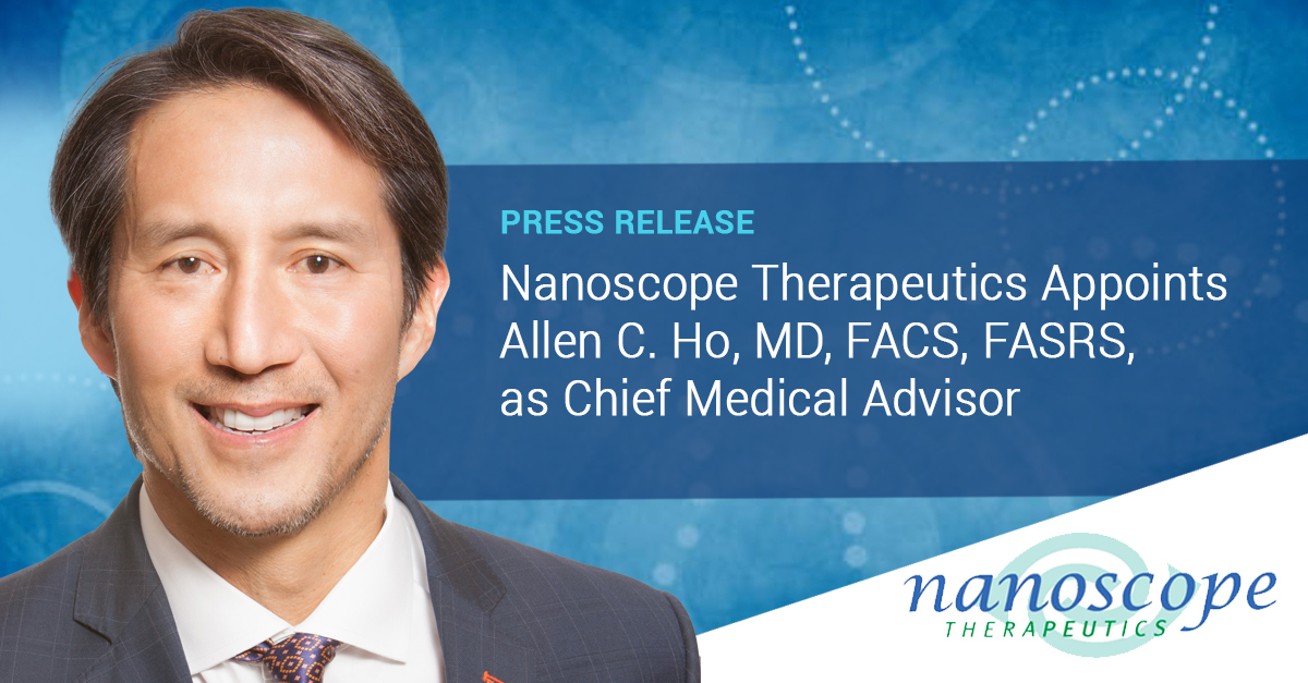 @nstherapeutics welcome Dr. Allen Ho to our team as Chief Medical Officer.  Details: bit.ly/3JCDQjH #ophthalmology #retinitispigmentosa #stargardt #genetherapy #optogenetics