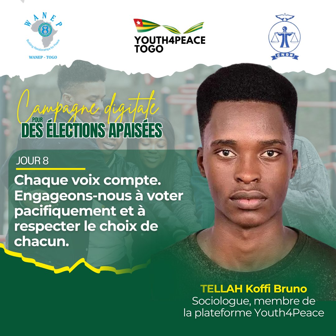 Le désir profond des citoyens pendant les élections est de faire entendre leurs voix à travers un processus transparent, inclusif et  pacifique. #TisserDesRelationsPourLaPaix #TgTwittos #togolais228 #tolérance #nonviolence #électionstogo