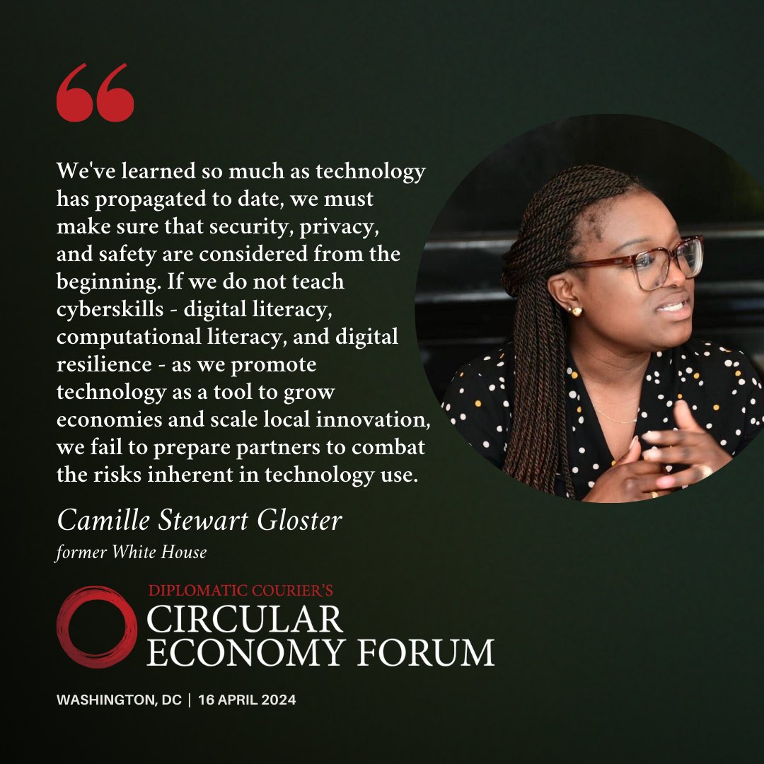 At this year’s #CircularEconomyForum with @CIPEglobal in Washington, DC, @CamilleEsq gave insights on the importance of security, privacy, and safety with #technology.