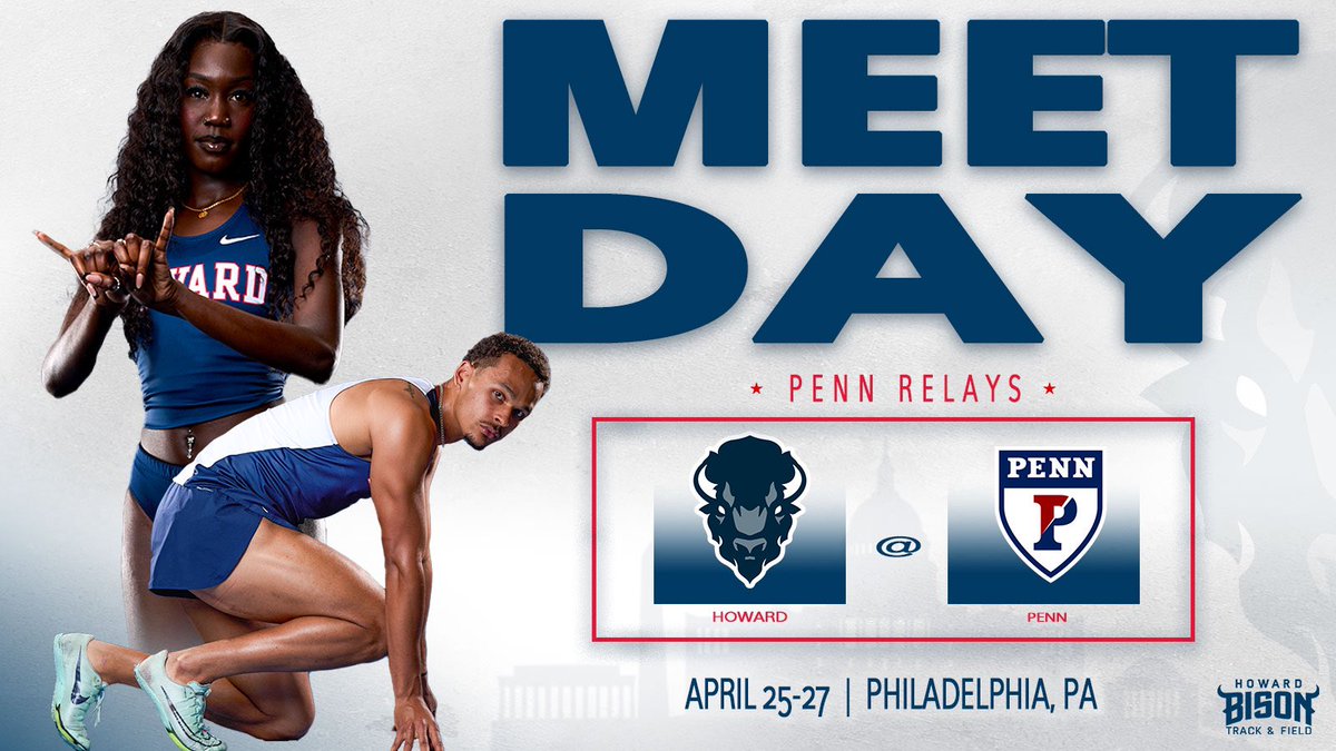 🏃🏾‍♀️🏃🏾‍♂️ | Get ready to cheer on the Bison! Follow along as @HUBisonTFXC gears up to compete in the oldest and largest track and field competition in the nation! 📺: tinyurl.com/3sh7zuab 📈: pennrelaysonline.com/Results/schedu… #BleedBlue