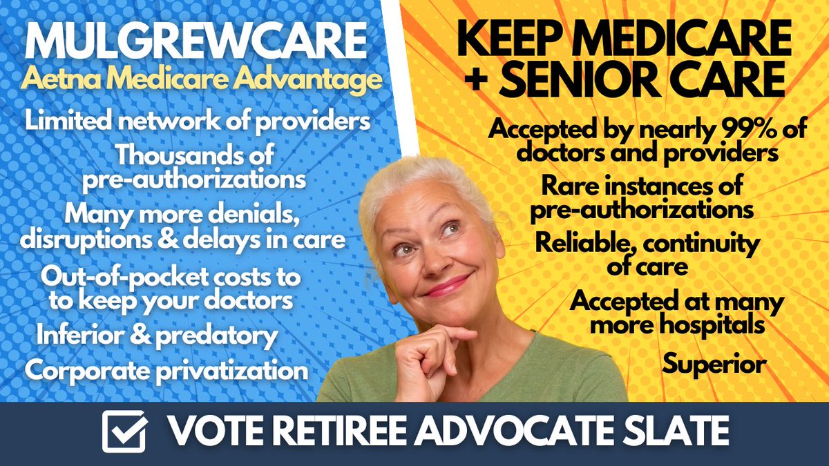 In this year’s UFT Retired Teachers Chapter (RTC) election the choice is clear. Only one☝️slate of candidates rejects the attempts to force UFT and city retirees into an inferior, predatory and privatized Mulgrewcare/Aetna Care Medicare Advantage plan. Only one☝️slate of