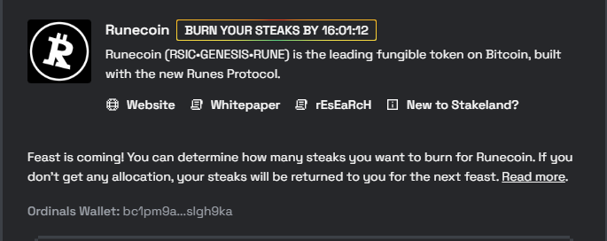 0xRubyStar's tweet photo. You need to burn your steak to get #Runecoin, your steak will be refunded in the next farming if you don't get Runecoin or have leftover when converting
💥 You need to do this now because the Steak burn will close at 5:00am UTC April 26
#updatescomingsoon #stakeland #memecoin https://t.co/KIpHNKtswv