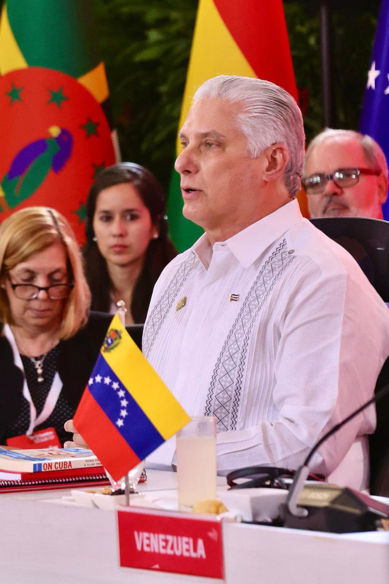 🇨🇺 Presidente @DiazCanelB en XXIII Cumbre #ALBATCP: 🗣️ #Cuba siempre estará presente. Esta es la Alianza vencedora del pragmatismo egoísta que solo apuesta a las ganancias y al mercado. No podemos ser indiferentes ante el crimen cotidiano que hace 75 años se comete 🆚 🇵🇸.