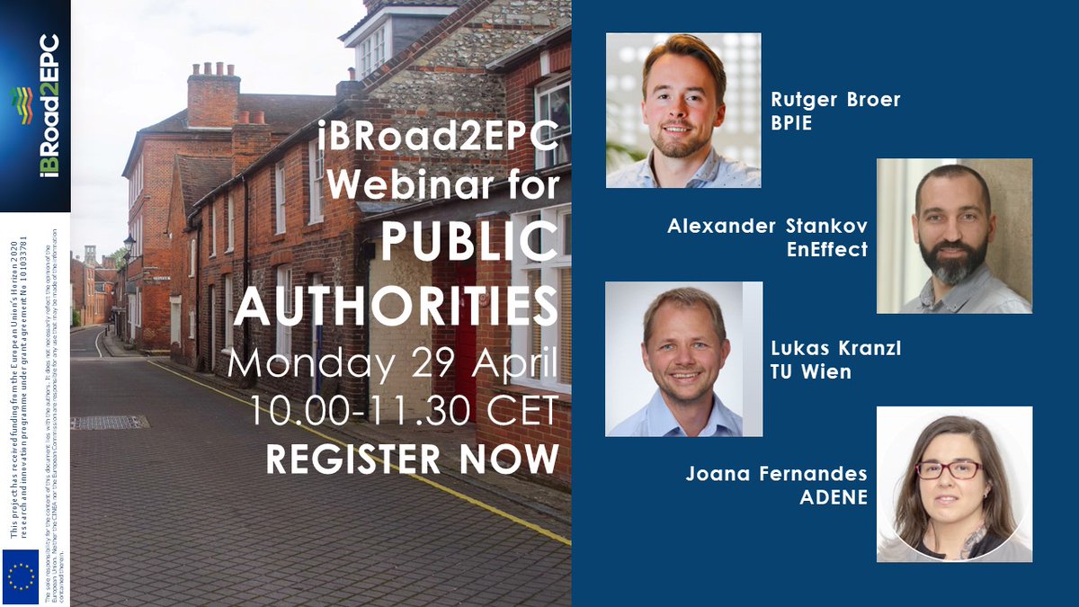 iBRoad2EPC (follow-up to iBRoad project) (@h2020ibroad2epc) on Twitter photo Working for #publicadministration dealing with #buildings and #energy? Join our 29 April 2024 #webinar to deepen your knowledge regarding #deeprenovation #energyefficienty #energyperformance #EPBD #renovationpassport !
us06web.zoom.us/webinar/regist… Working for #publicadministration dealing with #buildings and #energy? Join our 29 April 2024 #webinar to deepen your knowledge regarding #deeprenovation #energyefficienty #energyperformance #EPBD #renovationpassport !
us06web.zoom.us/webinar/regist…