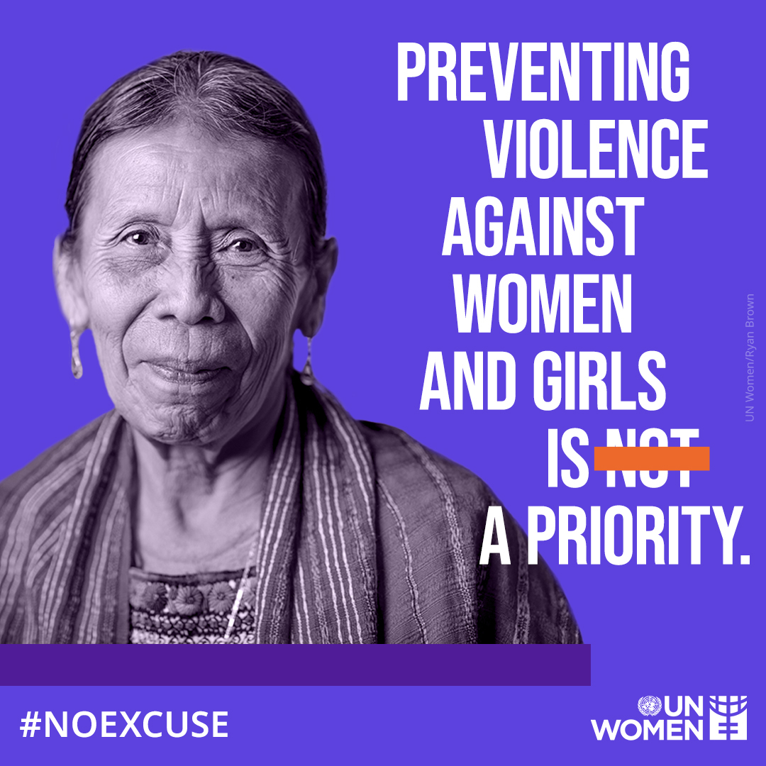 There is #NoExcuse for violence – not at home, not at the workplace, not in public, not online. Nowhere.

🔗 tinyurl.com/55e7b8tn

#16Days
#OrangeTheWorld
#StrongerTogether
@UN_Women