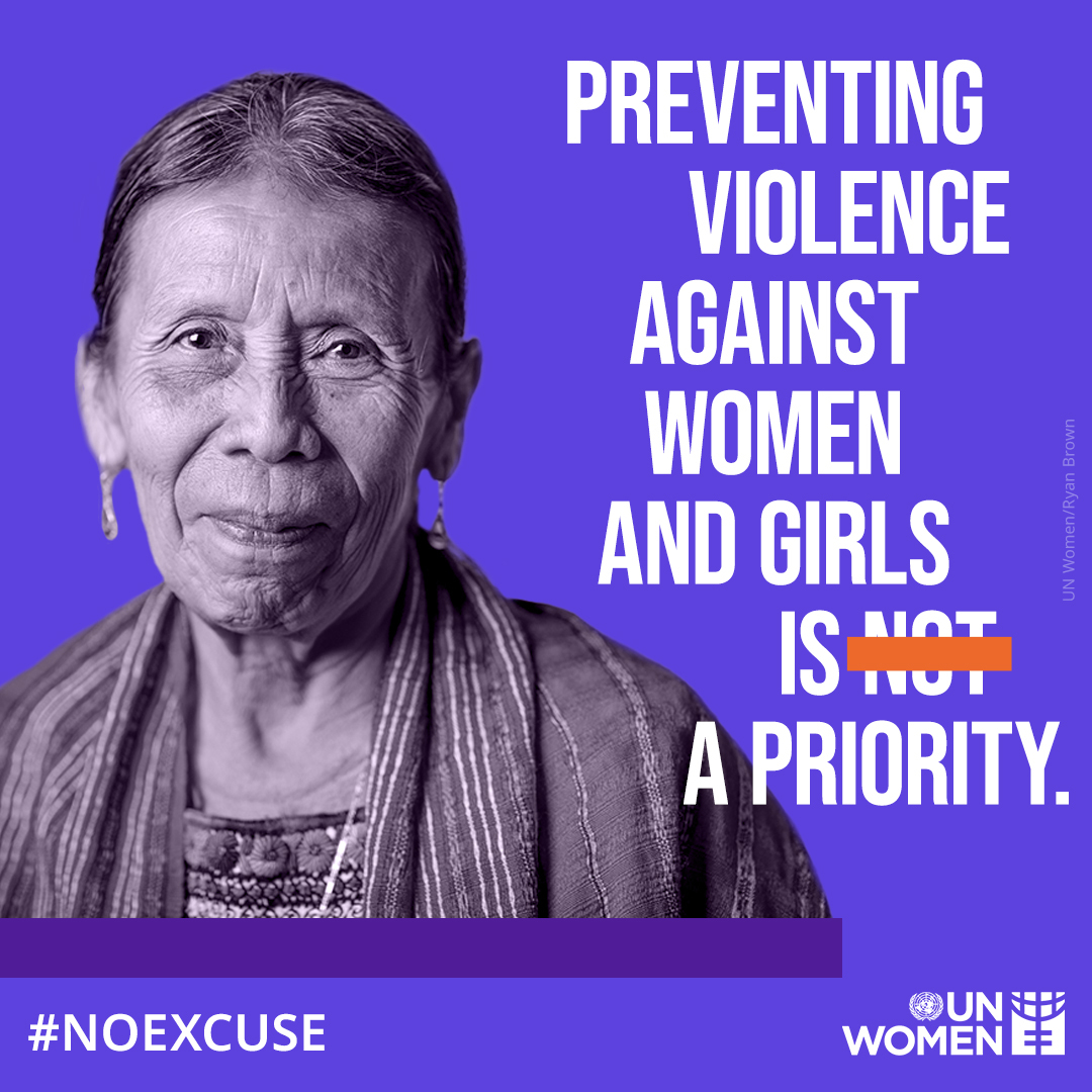 There is #NoExcuse for violence – not at home, not at the workplace, not in public, not online. Nowhere. 🔗 tinyurl.com/55e7b8tn #16Days #OrangeTheWorld #StrongerTogether @UN_Women