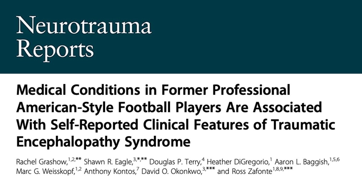 Cohort study of 1741 former football players shows several med conditions and higher concussion exposures were associated with higher odds of reporting clinical traumatic encephalopathy syndrome symptoms. bit.ly/3Jy0big <a href="/Pitt_NCTC/">Neurotrauma Clinical Trials Center @PittNSGY</a> <a href="/NFLPA/">NFLPA</a> <a href="/shawn_eagle/">Shawn</a> <a href="/rdz12135/">Ross D Zafonte</a> <a href="/dr_kontos/">Dr. Anthony Kontos</a>