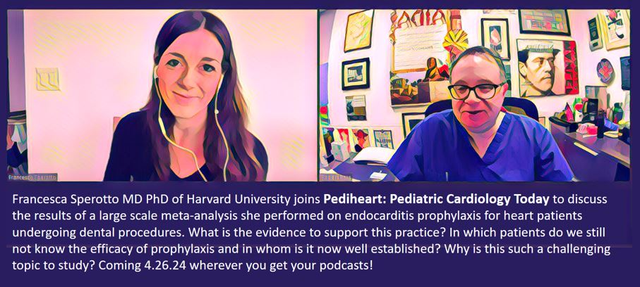 Coming to Pediheart Podcast tomorrow! @FraSperotto shares her insights into endocarditis prophylaxis. @MountSinaiNYC @IcahnMountSinai @MountSinaiHeart @MountSinaiPeds @BostonChildrens @bostonchildren #cardiology #cardiologia #cardiologie #medicine @chdinfo @chdinfo