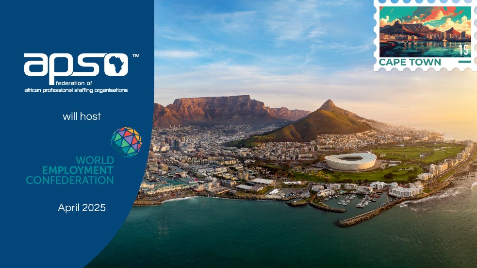 We are hosting the World Employment Confederation (WEC) in Cape Town next year! Join us for a week of talent acquisition solutions, industry insights, and the chance to connect with global leaders. #Apso #WEC2025CapeTown #Conference @WECglobal