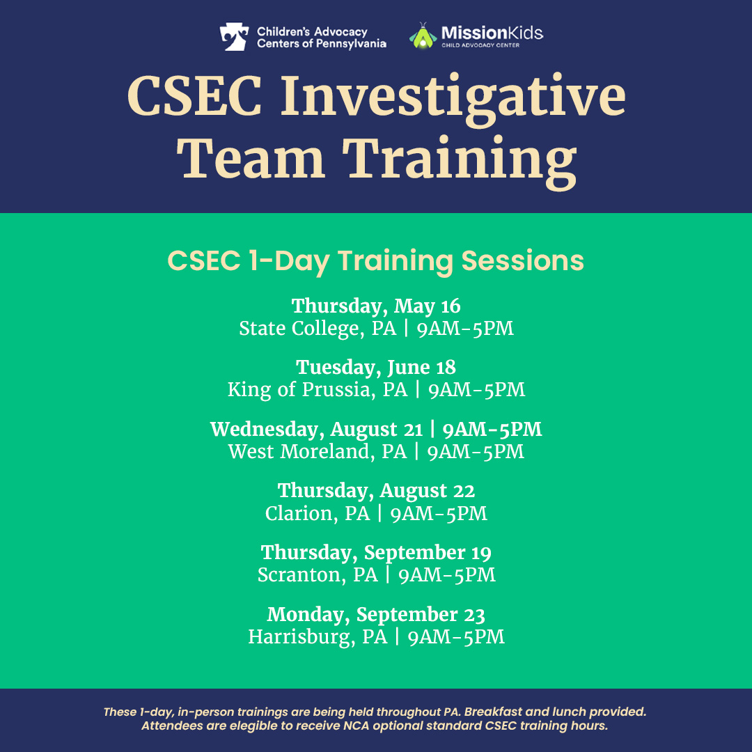 Are looking for a training on CSEC for your Multidisciplinary Team? We're excited to share our upcoming sessions! Together, let's create safer communities. Register now to secure your spot!🌟 ℹ: bit.ly/CSECTeamTraini… #CSEC #Training #OurMissionIsKids
