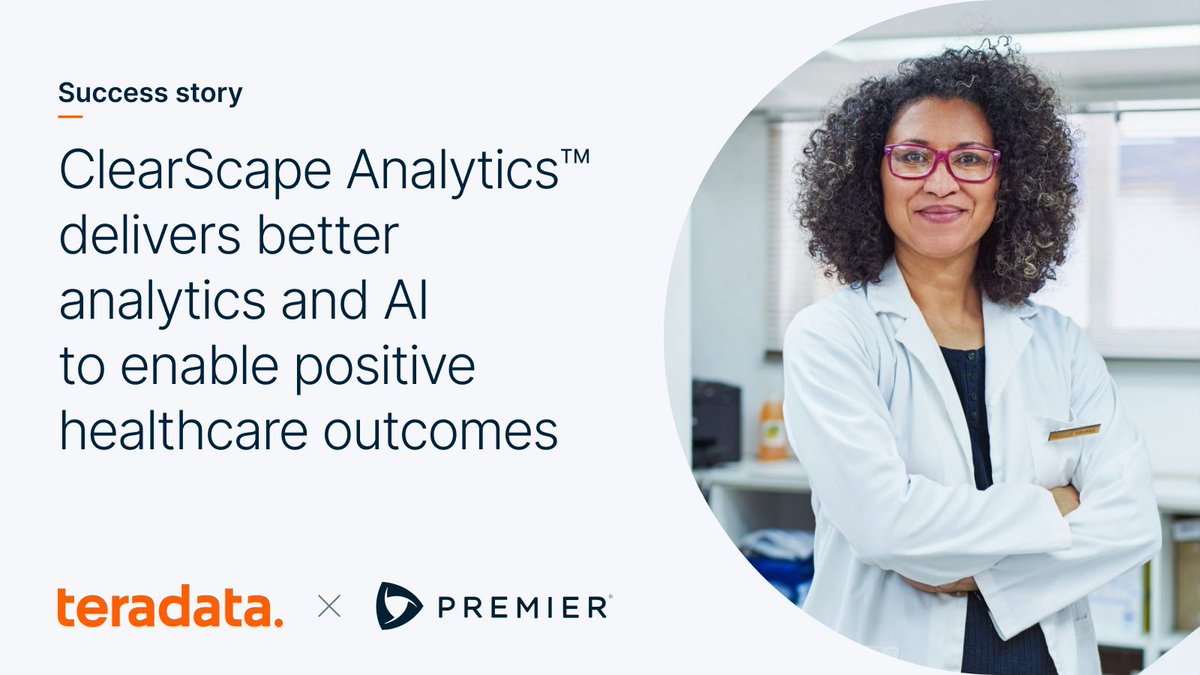 How do you leverage analytics and insights to save over 200K lives? Learn how Premier, Inc. @PremierHA, quickly delivers medical insights using AI—powered by Teradata VantageCloud, ClearScape Analytics™, and Microsoft Azure. ms.spr.ly/6016cFC9A