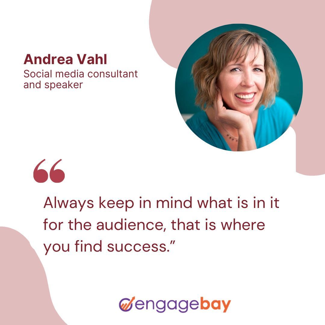 Always prioritize what's in it for your audience. As Andrea Vahl wisely said, 'That is where you find success.' 🌟 @AndreaVahl #AudienceFirst #SuccessMindset