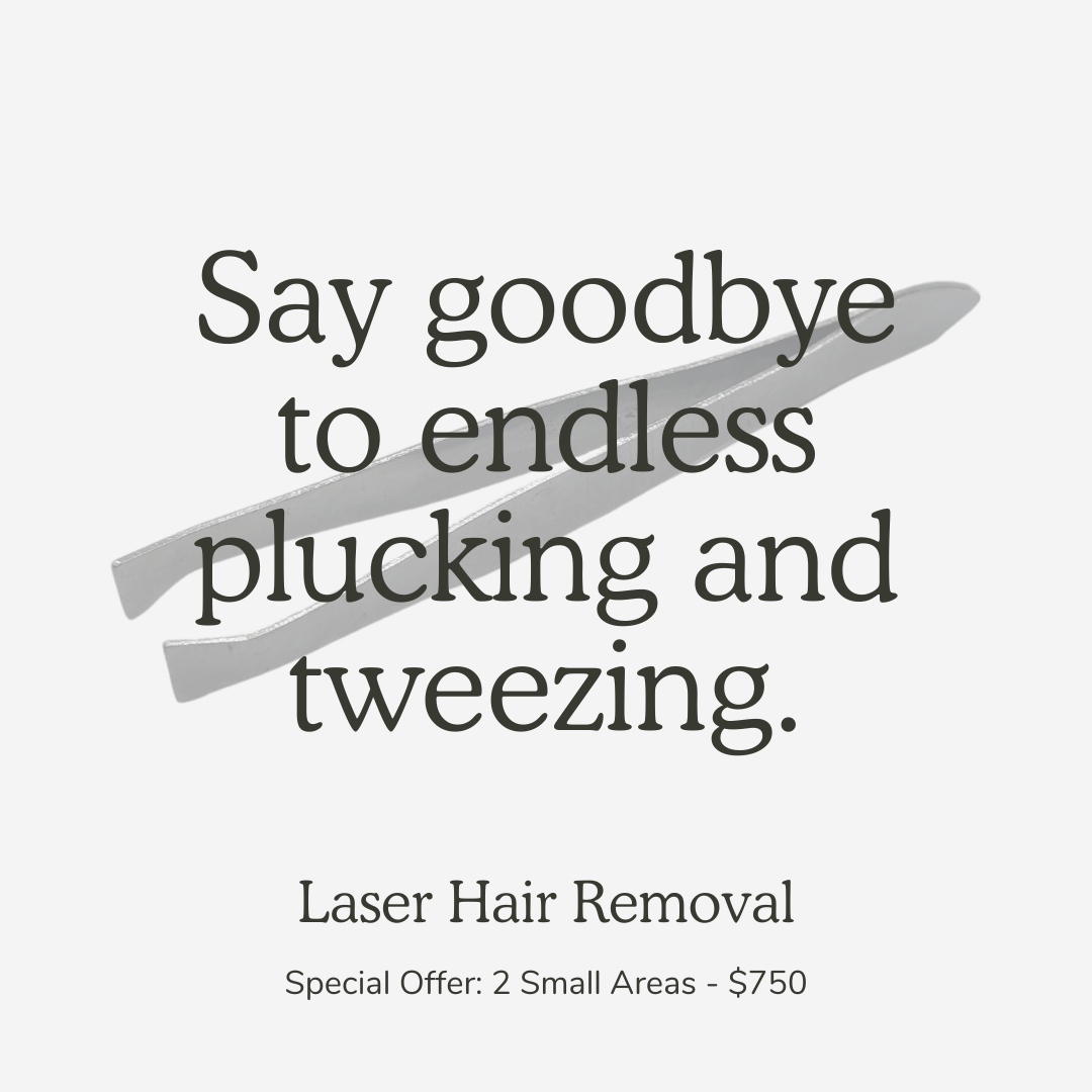 Say goodbye to endless plucking and tweezing. April Special Offer: Pick 2 areas (Chin, Cheeks, Upper Lip, Ears, Unibrow, Sideburns, or Underarms) for just $750 and enjoy lasting smoothness. 

#EndThePluck #LaserHairFree #MooresvilleSpecia
