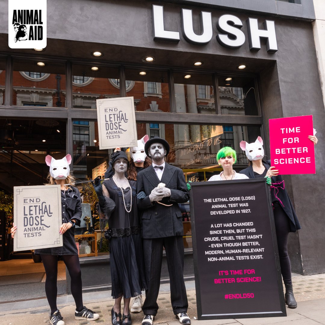 For our campaign to end LD50 we collaborated with Lush to stage an impactful demo outside their Oxford Street store! #WDAIL #EndAnimalExperiments #BetterScience