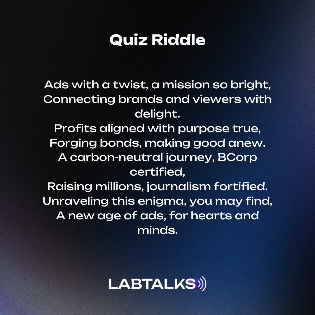 Quiz Time! Q5: Can you solve this riddle and guess the company one of our guests works for? Drop your answer in the comments below! Let's see who can unravel this mystery! 🕵️‍♂️ $ADS #LabTalks