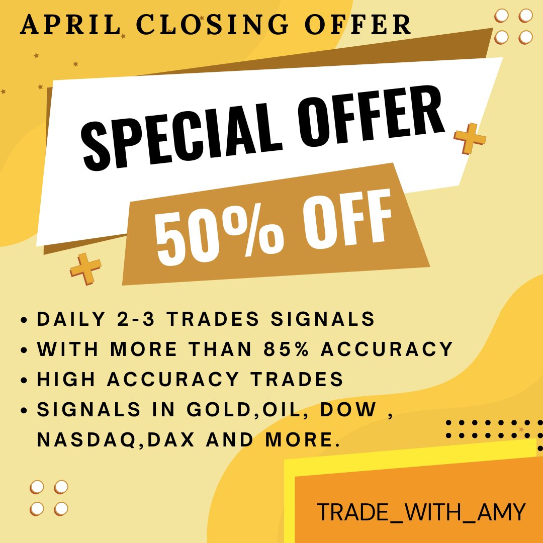 Join us for trading sings and live learning sessions :- chat.whatsapp.com/EytLd7dKPgh66u…
Hurry up 💥🎯🎯
Valid till  #30/04/24 

#gold #xauusd #investing #inflations #trading #SIGNALS #forex #dowjones #dax18 #NASDAQ100 #indices #Oil  #WTI #gbpusd #eurusd
