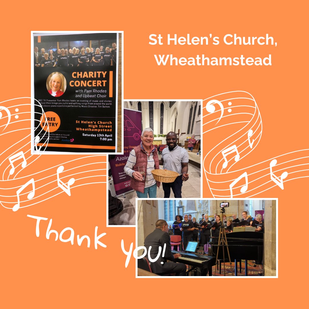 Recently St Helen's Church in Westhampstead hosted a charity concert with Pam Rhodes & Upbeat Choir. St Helen's did a collection for Azalea at the end of the evening. Through this event St Helen's raised over £2500!  Thank you for partnering with us in this way! #ThankfulThursday