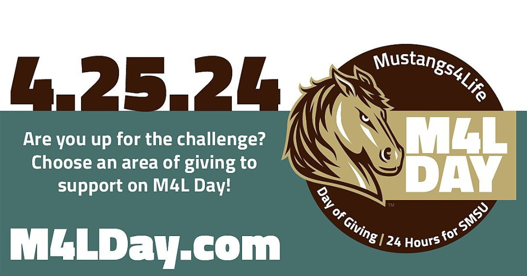 Today is M4L Day! Today an opportunity to bring students, alumni, parents, friends, faculty and staff together in support of Mustang Athletics. Please consider donating to SMSU Athletics or support a specific program! #LetsRide #M4LDay
m4lday.com/story/Smsu-Ath…